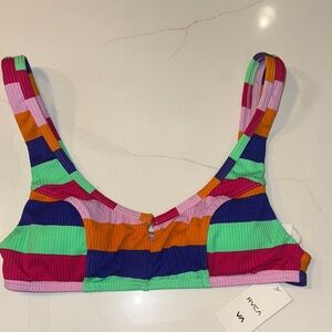 RVCA Multicolor Striped Bikini Top